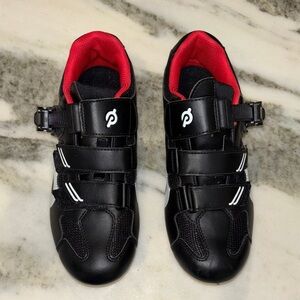 Peloton Black Cycling Shoes 38 with Red Interior